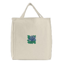 Sac brodé par rose de minuit de bleu