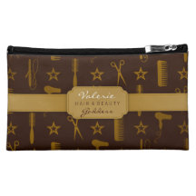 Sac chic de styliste de salon de coiffure d'or et  pochette à maquillage