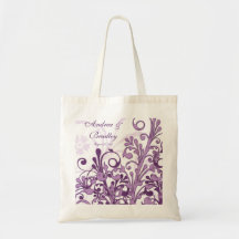 Sac floral pourpre d'accueil de mariage