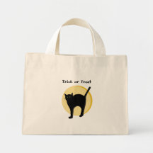 Sac fourre-tout à chat noir et à lune de récolte
