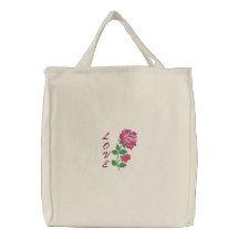 Sac fourre-tout à toile brodé par amour rose de ro