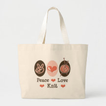 Sac fourre-tout à tricot de Knit d'amour de paix