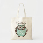 Sac fourre-tout bleu à hiboux d'amour du hibou fau