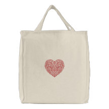 Sac fourre-tout brodé assez de dentelle à coeur de