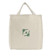Sac fourre-tout brodé floral personnalisé à monogr