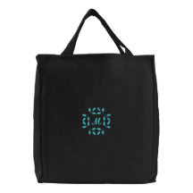 Sac fourre-tout brodé floral personnalisé à monogr