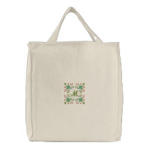 Sac fourre-tout brodé floral personnalisé à monogr