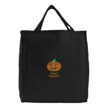 Sac fourre-tout brodé par Halloween heureux