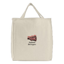 Sac fourre-tout brodé par maman personnalisé à pom
