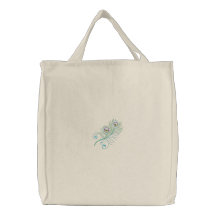 Sac fourre-tout brodé par plume colorée à paon