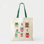Sac fourre-tout coloré à hiboux