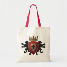 Sac fourre-tout médiéval rouge à héraldique de lio