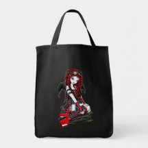Sac fourre-tout rouge "cramoisi" à ange de Goth de
