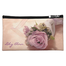 sac mélangé pâle de cosmétique de bouquet de fleur pochette make-up