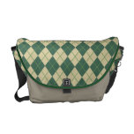 Sac messenger à motifs de losanges vert sacoche