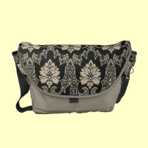 Sac messenger assez noir et crème à damassé sacs messenger