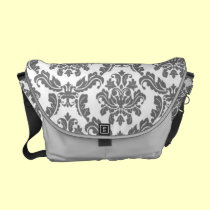 Sac messenger gris et blanc à damassé sacs messenger