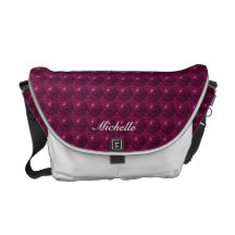 Sac messenger magenta à motif de cercles besaces
