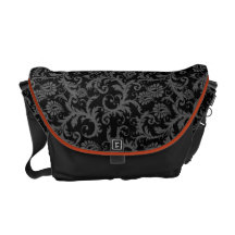 Sac messenger noir et gris à damassé besaces
