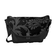 Sac messenger noir et gris à damassé sacoches