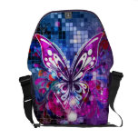Sac messenger pourpre au papillon   2 besaces