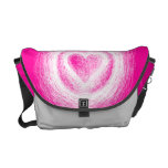 Sac messenger rose à éraflure de coeur de neige sacoches