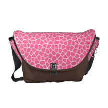 Sac messenger rose à motif de girafe sacoche