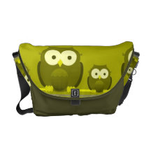 Sac messenger vert à rétros hiboux adorables sacoche