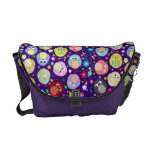 Sac pourpre avec les hiboux et les fleurs mignons besaces