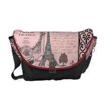 Sac rose vintage de collage de Paris Besace