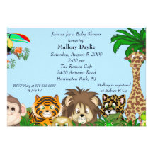 Safari mignon c'est un baby shower de garçon de ju invitations personnalisées