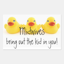 Sages-femmes et canards en caoutchouc jaunes stickers en rectangle