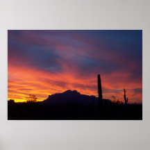 Saguaro, lever de soleil de superstition affiches