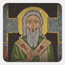 Saint Patrick de croix celtique Stickers Carrés