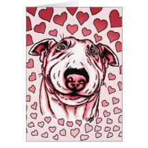 Saint-Valentin rose de bull-terrier de coeurs Carte De Vœux