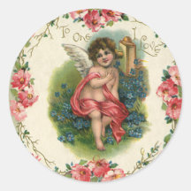 Saint-Valentin vintage, ange victorien au téléphon Autocollants