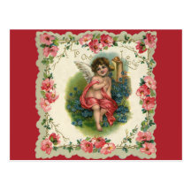 Saint-Valentin vintage, ange victorien au téléphon Carte Postale