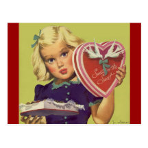 Saint-Valentin vintage ; Chocolats blonds de la fi Cartes Postales