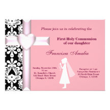 Sainte communion de damassé carton d'invitation