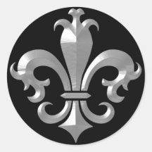 Saints biseautés argentés de Fleur De LIs Fancy cl Autocollants Ronds