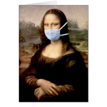 Saison de la grippe Mona Lisa avec le masque Cartes De Vœux