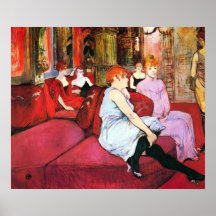 Salon dans la rue De Moulins par Toulouse-Lautrec Affiche