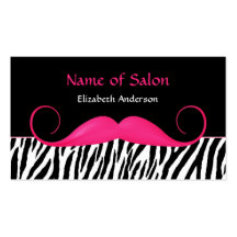 Salon de coiffure rose et noir de moustache Girly  Cartes De Visite Professionnelles
