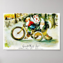 Salutation comme père noël s'asseyant dans un rick affiche