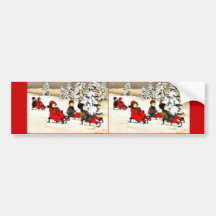 Salutation de Noël avec la neige d'enfants slading Autocollants Pour Voiture