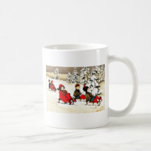 Salutation de Noël avec la neige d'enfants slading Mug