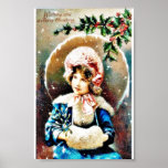 Salutation de Noël avec une fille Posters