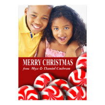 Salutation de photo de Joyeux Noël de sucrerie de  Invitation Personnalisée