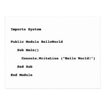 Salutation du monde de Visual Basic bonjour Carte Postale