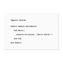 Salutation du monde de Visual Basic bonjour Impressions Sur Toile